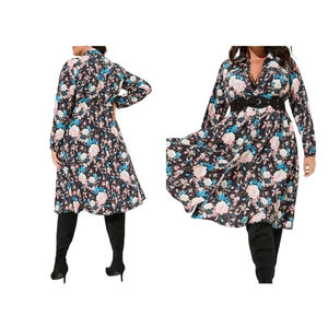 Torrid Women's Midi Floral Flare Long-Sleeves Dress Size 4 Excellent Condition